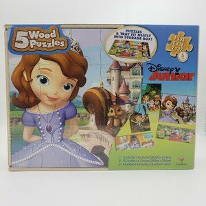 NEW Disney Junior  5-Pack Wood Puzzles Wooden Stor